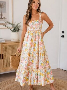 rachel zoe cotton dress Rachel Zoe Yellow Cotton Lace Trim Maxi Dress Size M International